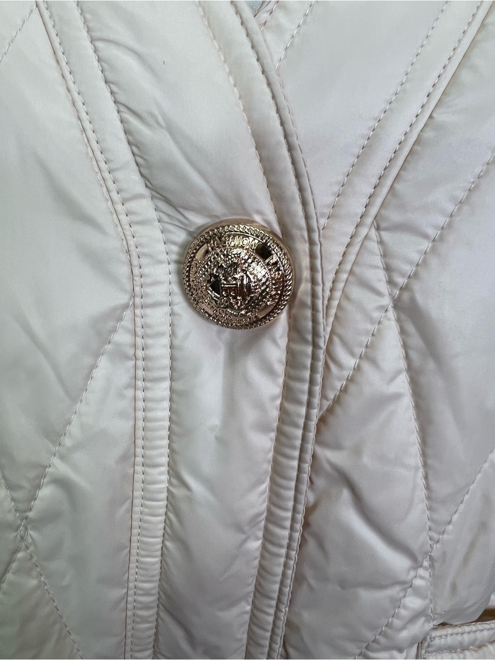 JOH Cream Quilted Quiet Luxury Old Money Quilted Button Front Bomber Jacket, S - Picture 4 of 14